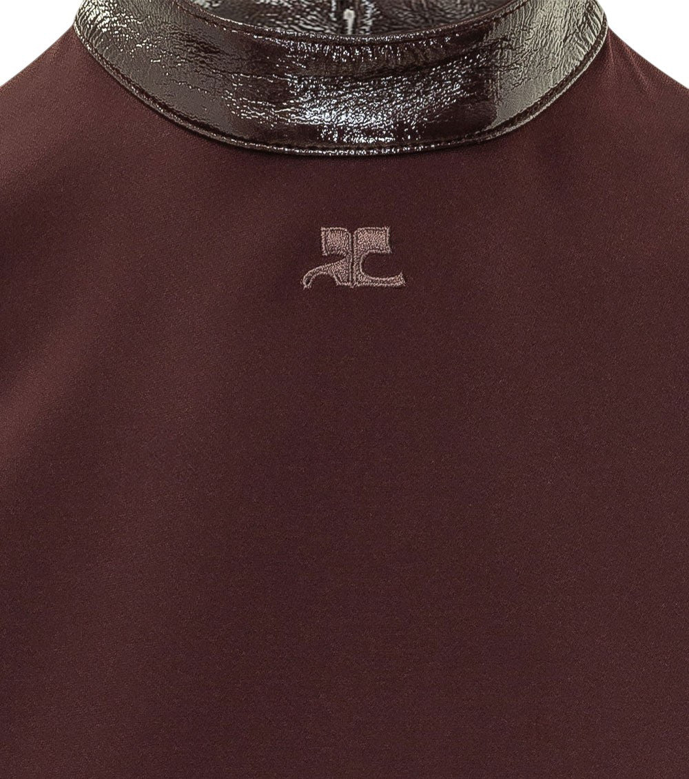 Brown Mock Collar Dress 5