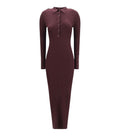 Maroon Shirt Collar Maxi Dress 1