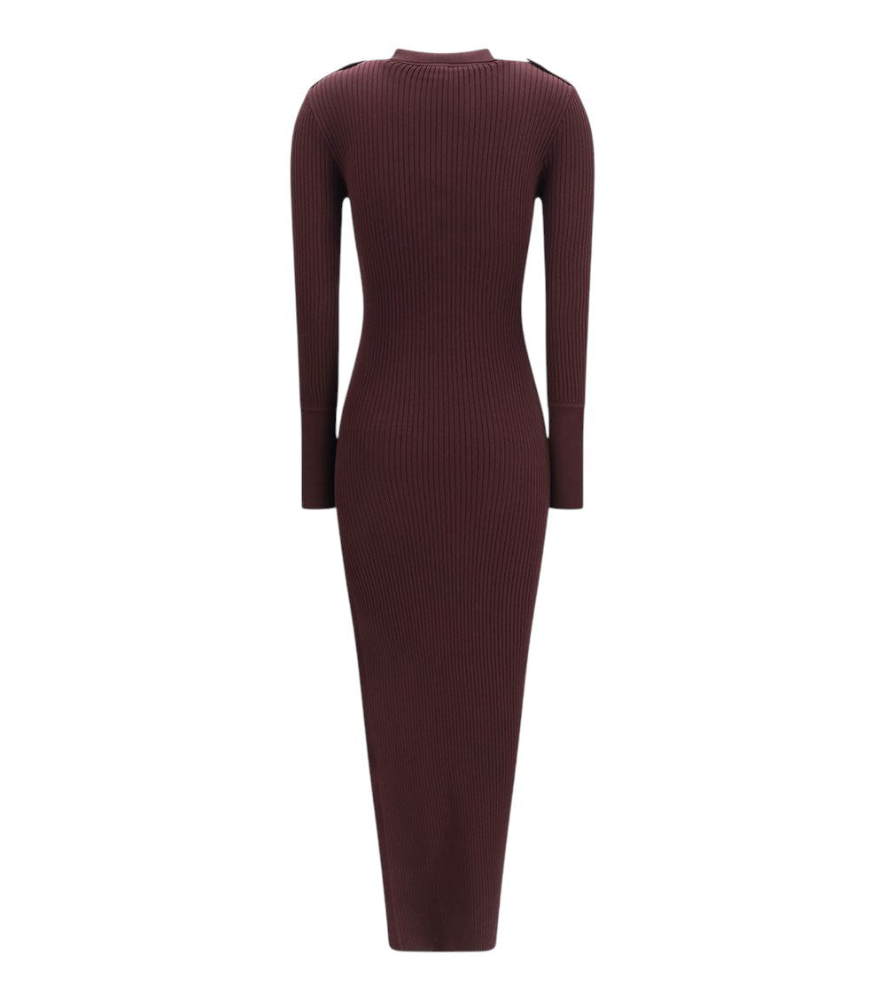 Maroon Shirt Collar Maxi Dress 2