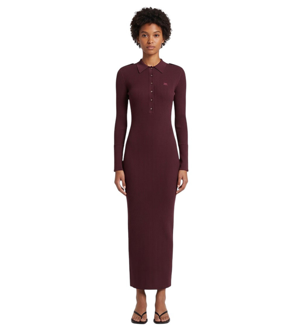 Maroon Shirt Collar Maxi Dress 3