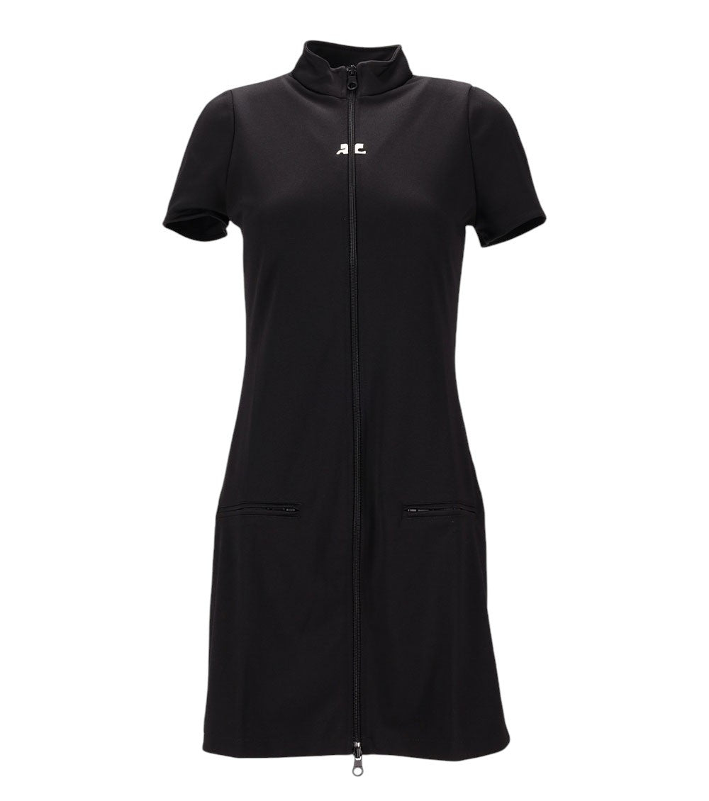 Black Mock Collar Mini Dress 1