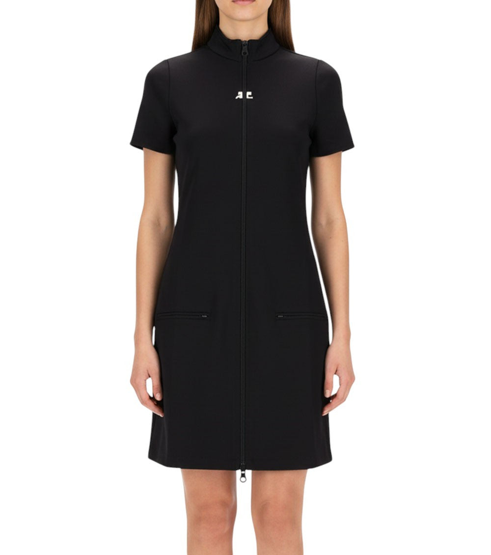Black Mock Collar Mini Dress 3