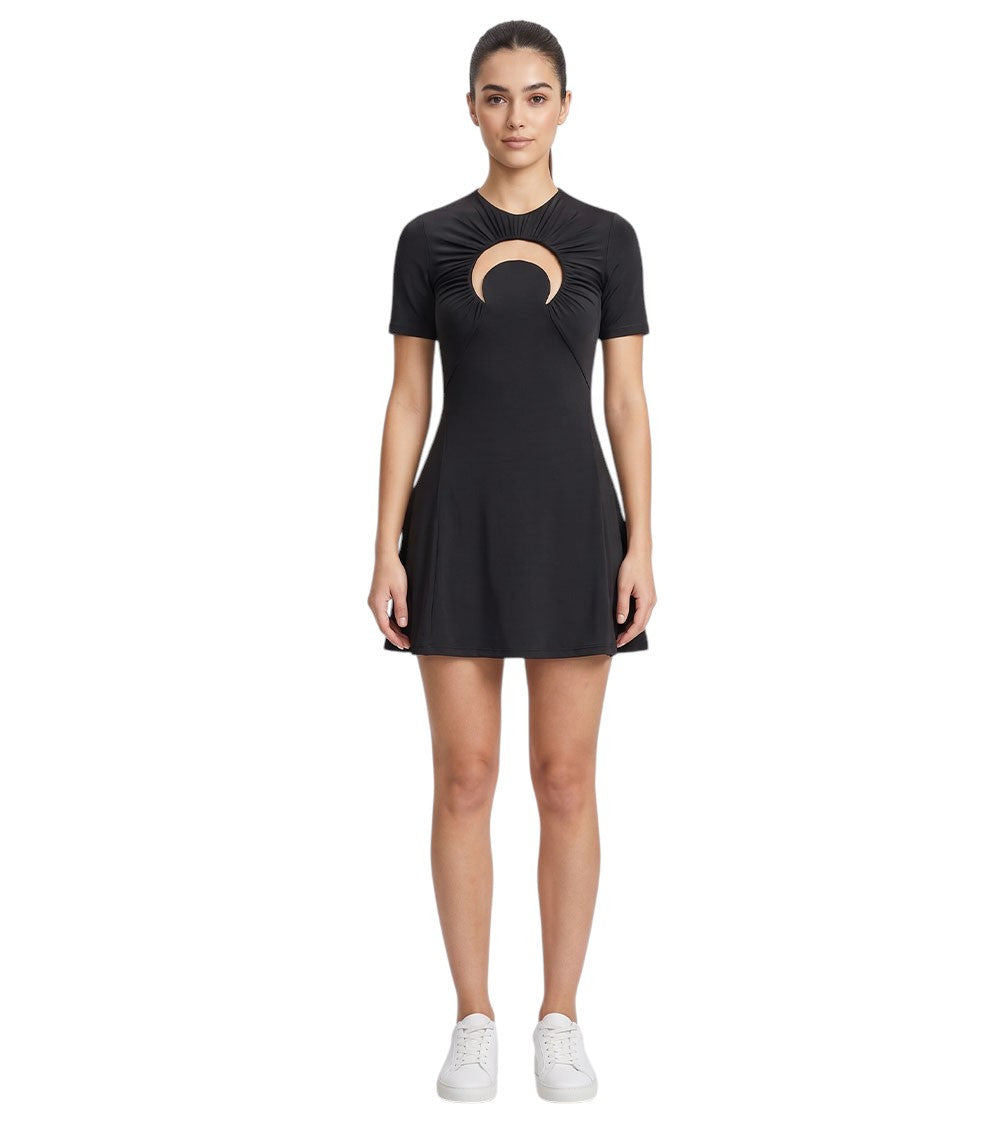 Black Round Neck Mini Dress 3