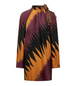 Multicolour Mandarin Collar Mini Dress 1