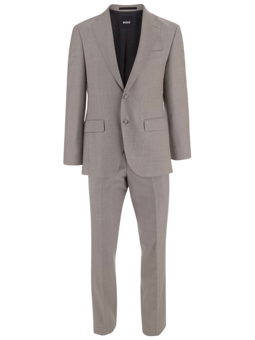 Beige Notched Lapel Suit 1