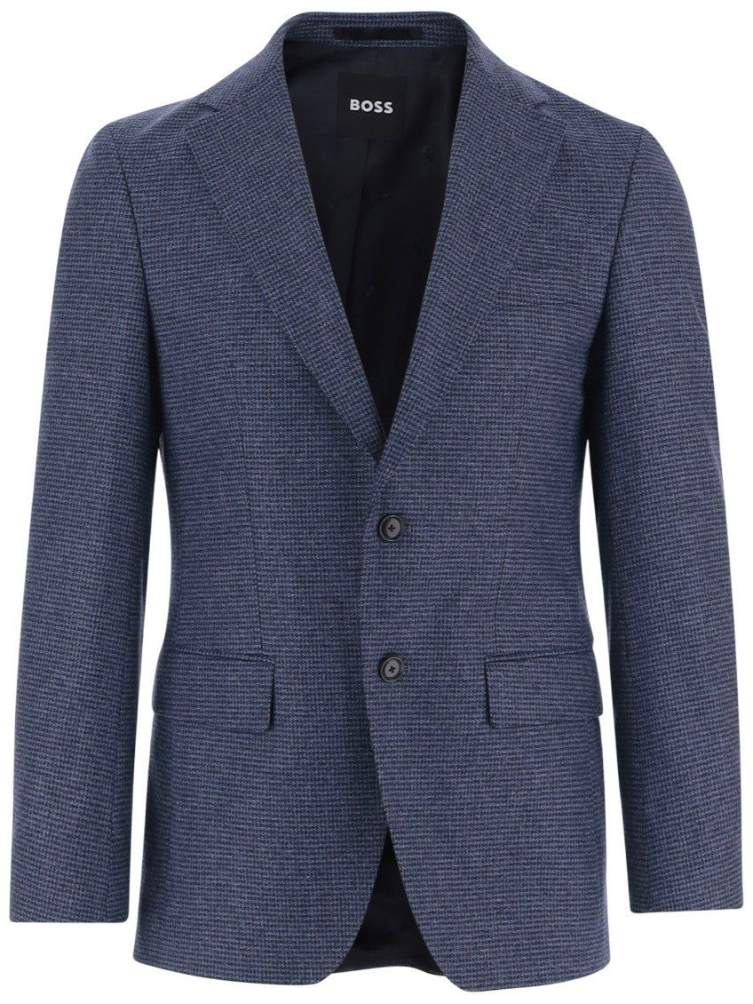 Blue Slim Houndstooth Blazer 1