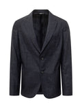 Dark Blue Notched Lapel Blazer 1