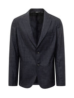 Dark Blue Notched Lapel Blazer 1