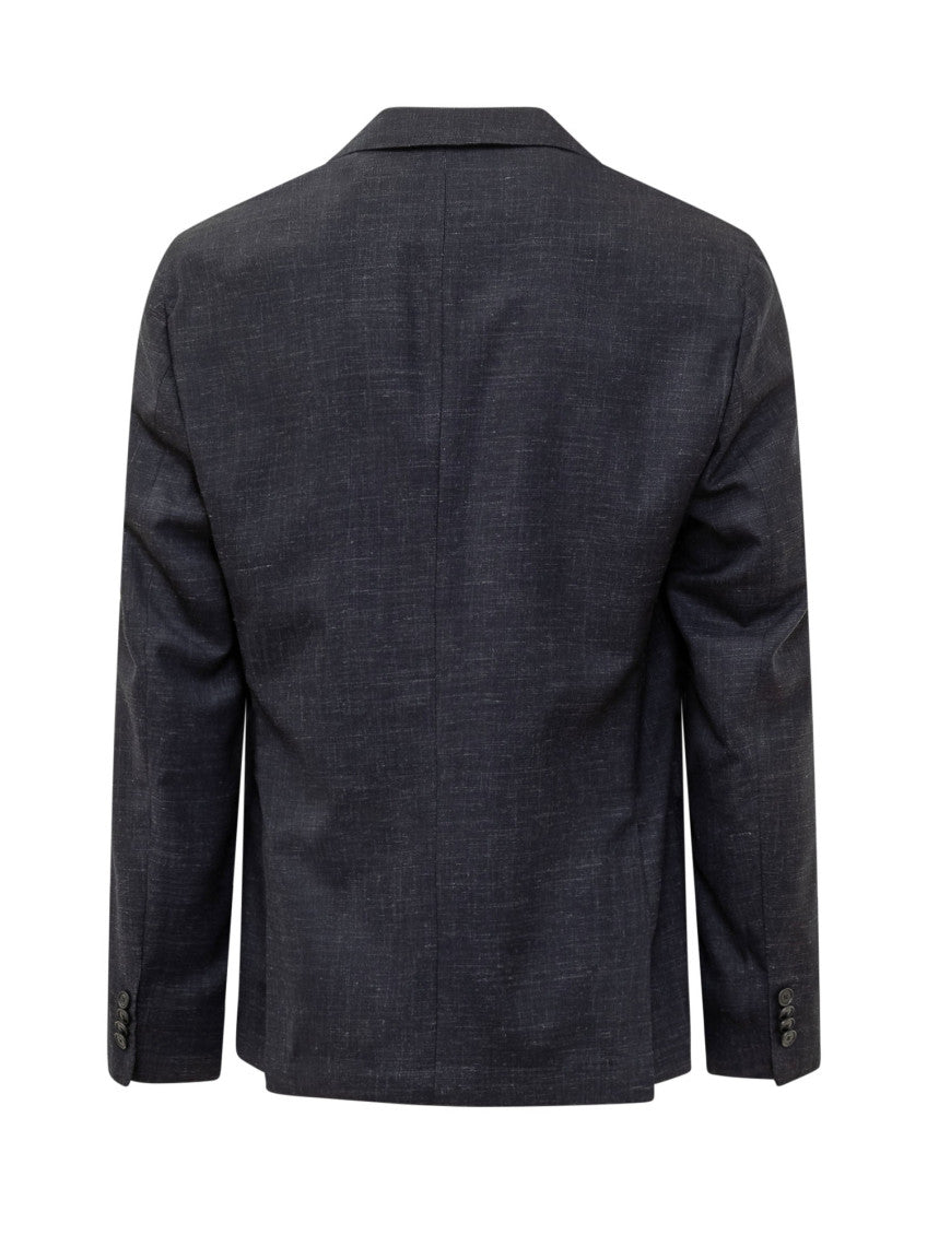 Dark Blue Notched Lapel Blazer 2