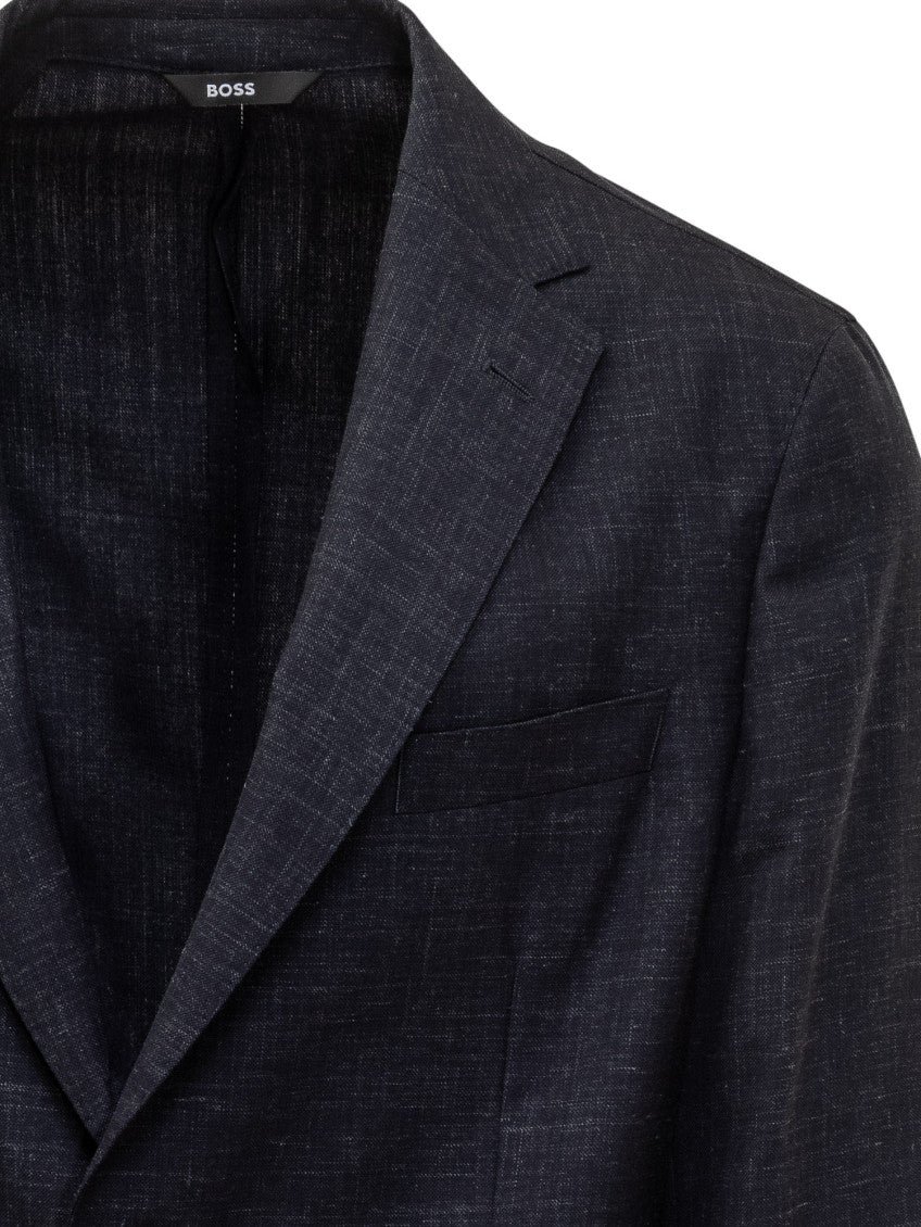 Dark Blue Notched Lapel Blazer 4