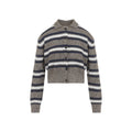 Grey Striped Shirt Collar Sweater 1