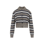 Grey Striped Shirt Collar Sweater 1