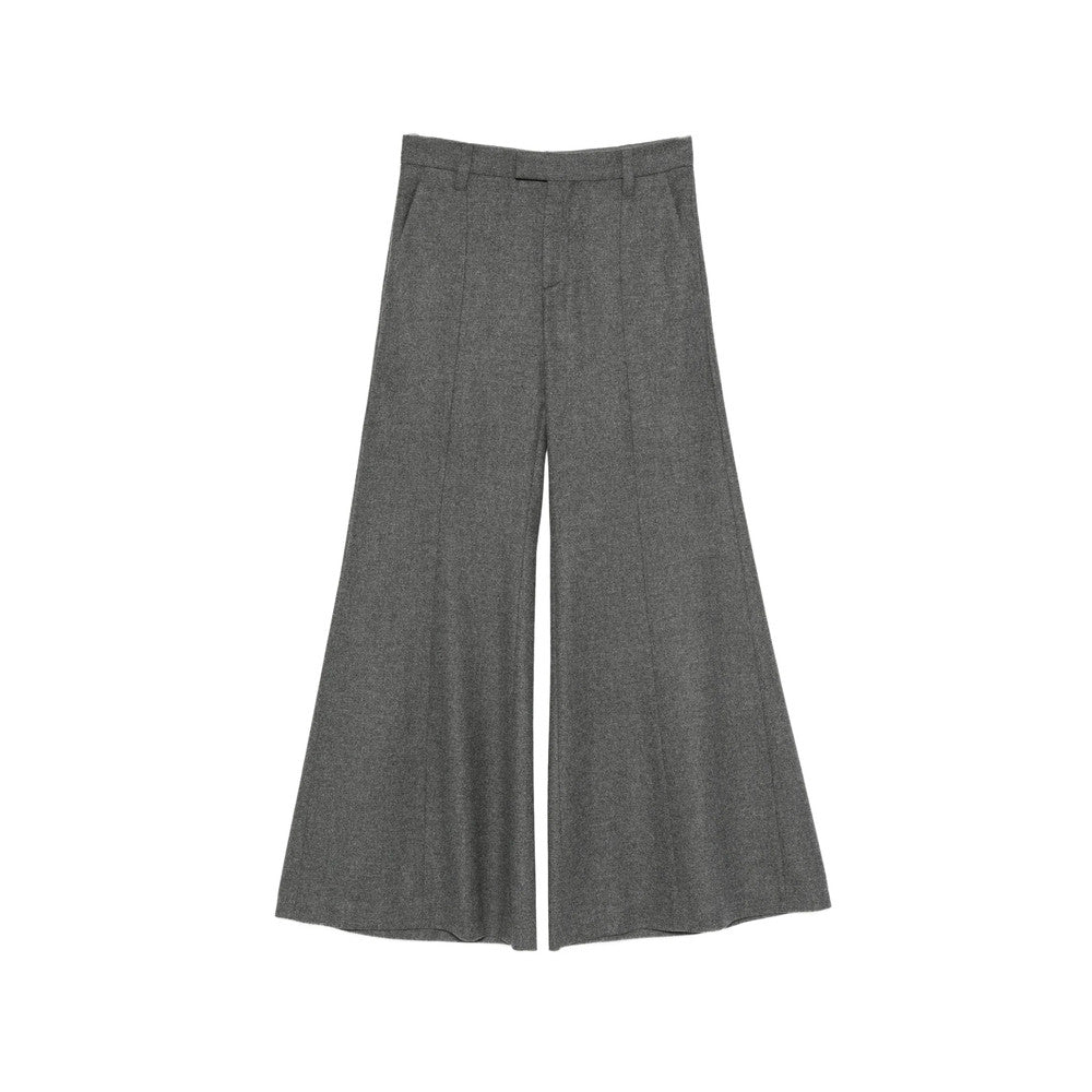 Grey Flared Flat Front Pants 1