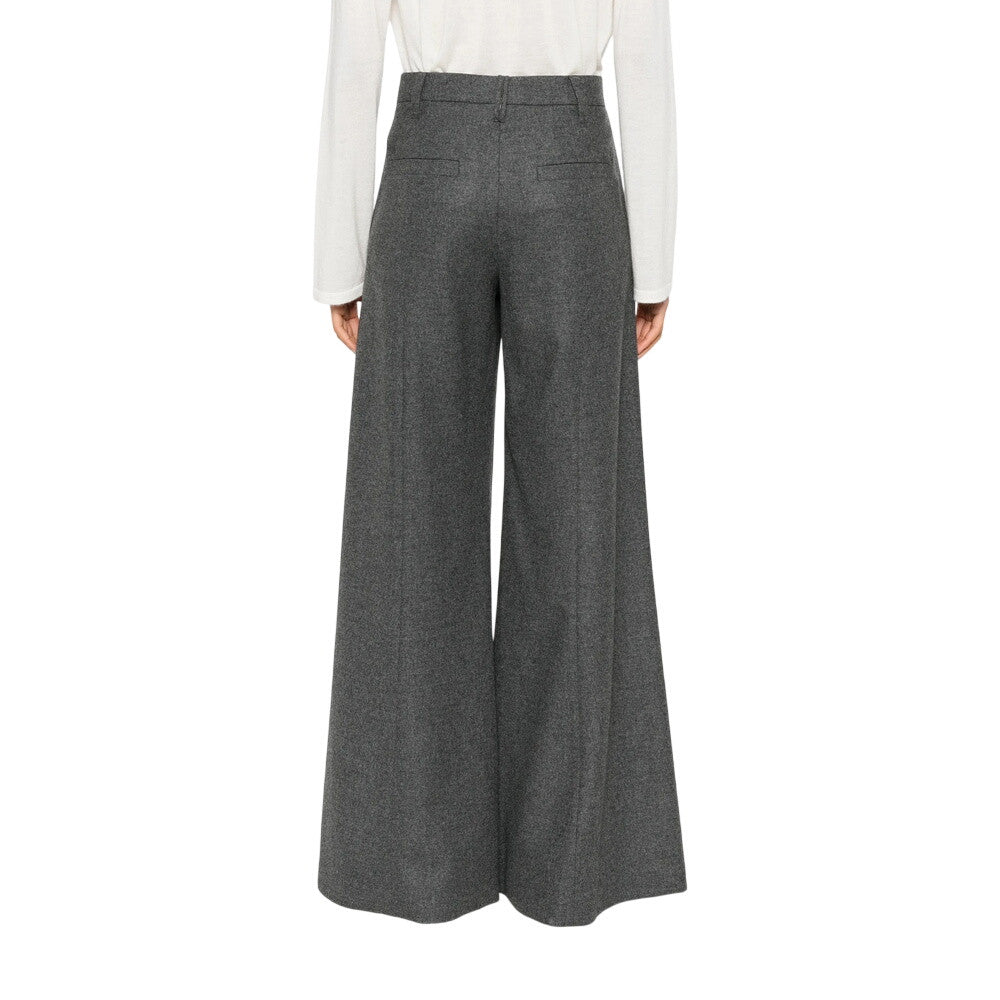 Grey Flared Flat Front Pants 3