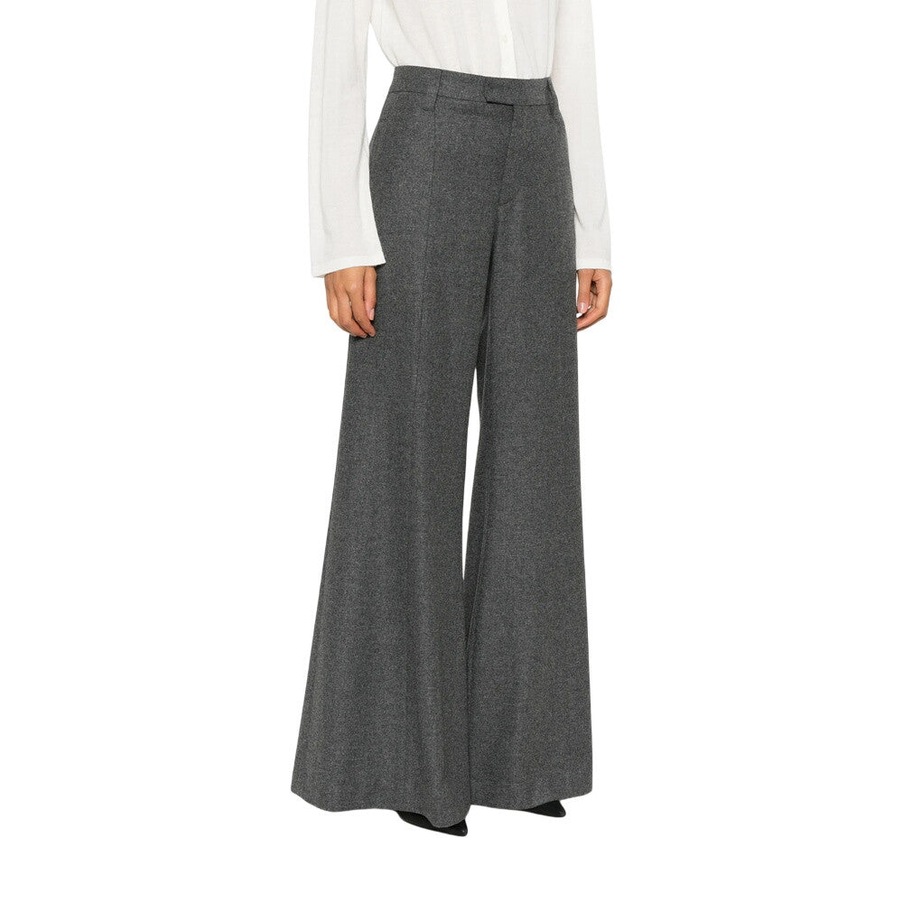 Grey Flared Flat Front Pants 4