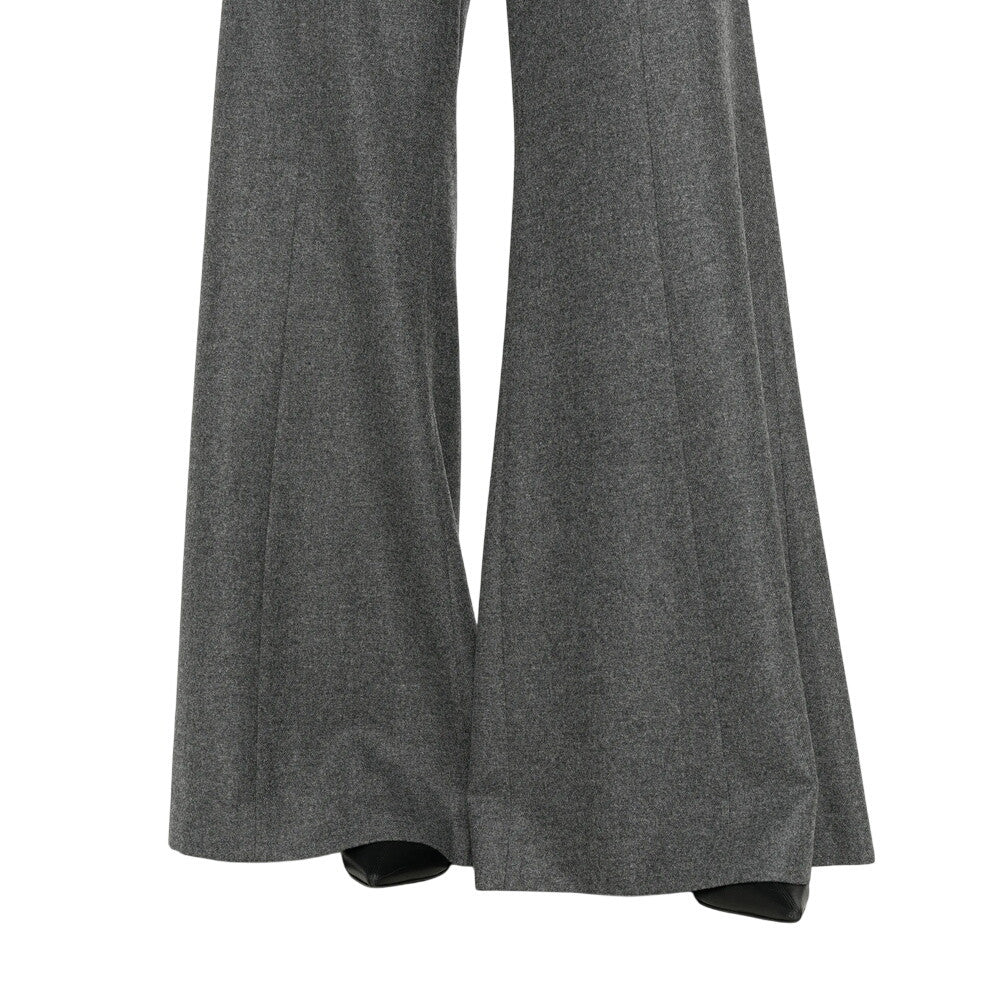 Grey Flared Flat Front Pants 5