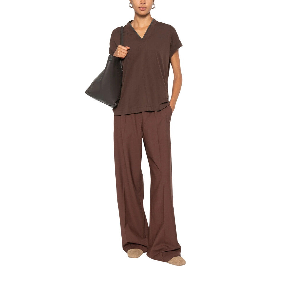 Brown Loose Pleated Pants 2