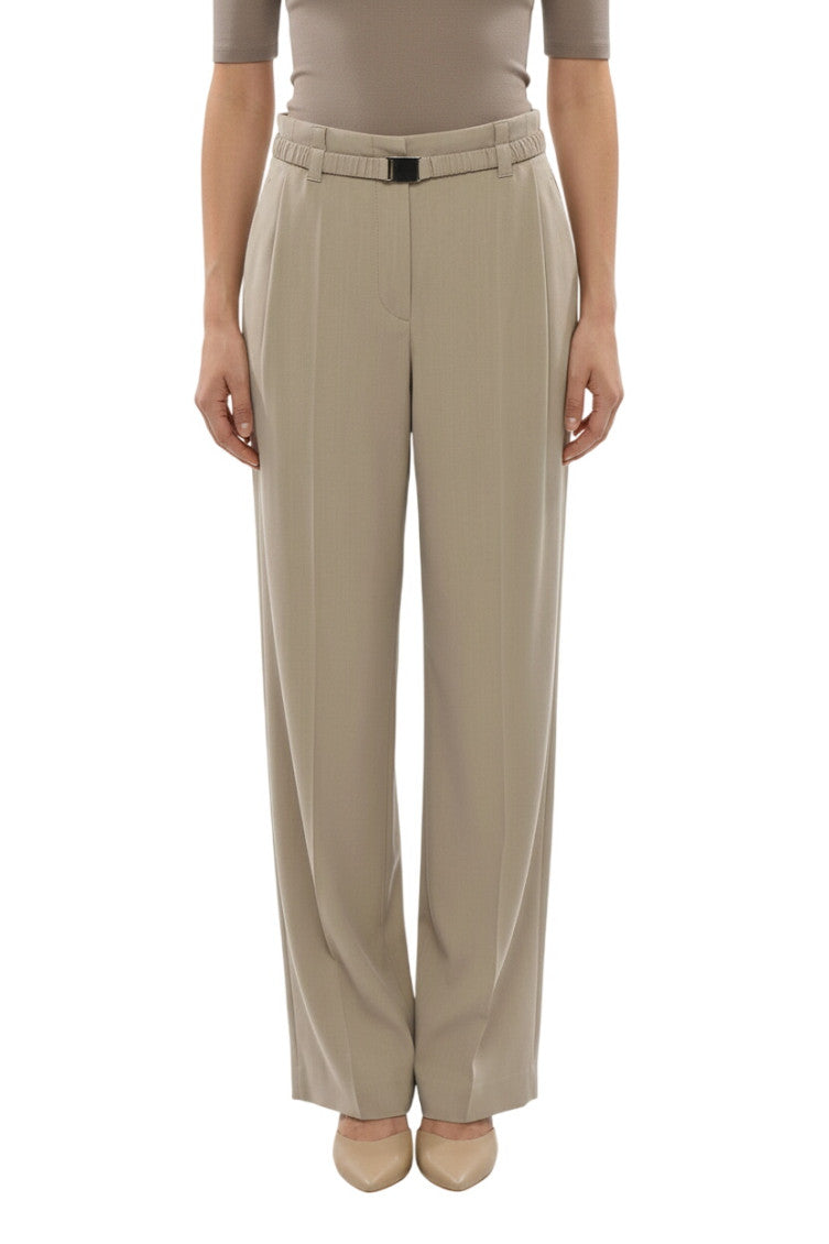 Beige Tailored Pleated Pants 1