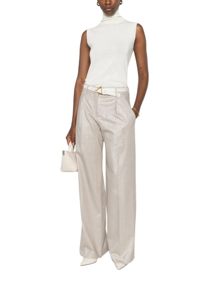 Beige Relaxed Pleated Pant 1