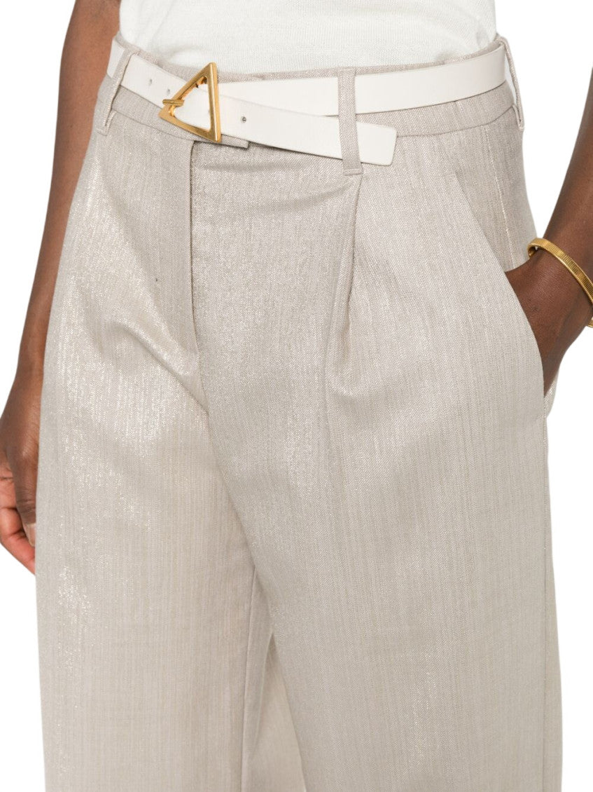 Beige Relaxed Pleated Pant 4