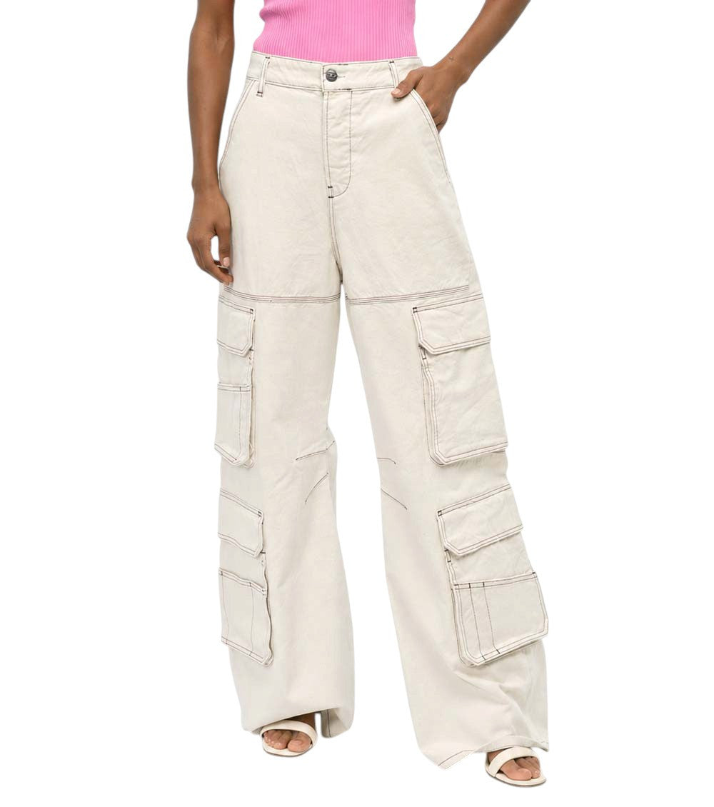 White Loose Cargo Jeans 1