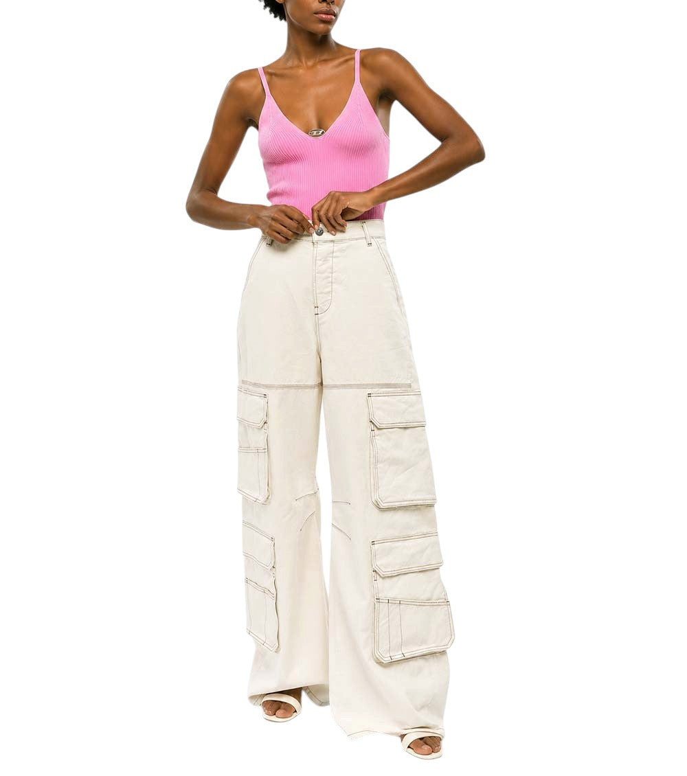 White Loose Cargo Jeans 3