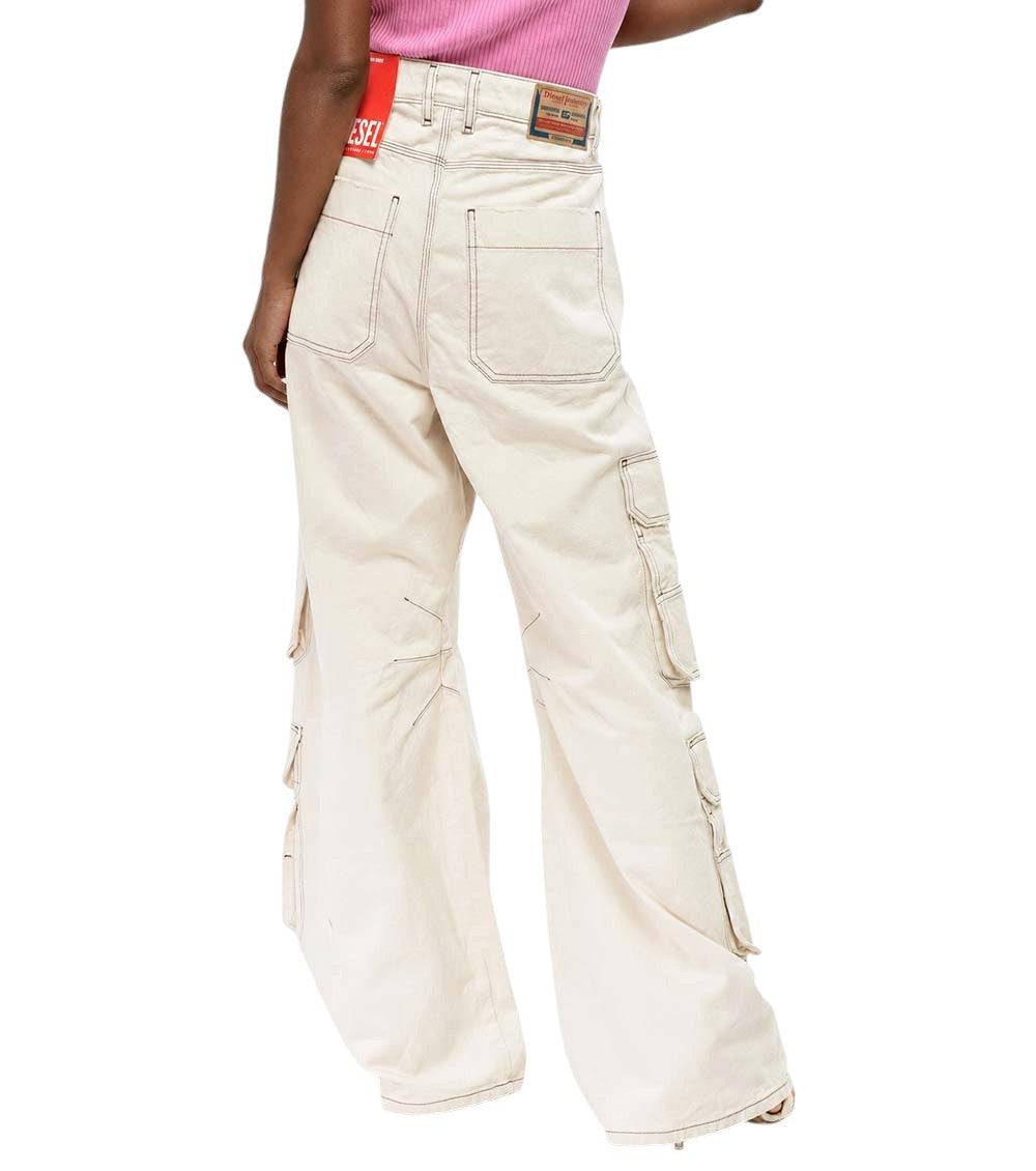 White Loose Cargo Jeans 4