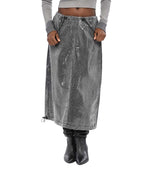 Grey Textured Calf Length Skirt 1