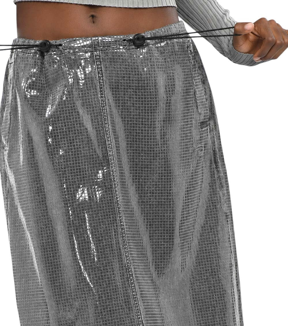 Grey Textured Calf Length Skirt 3