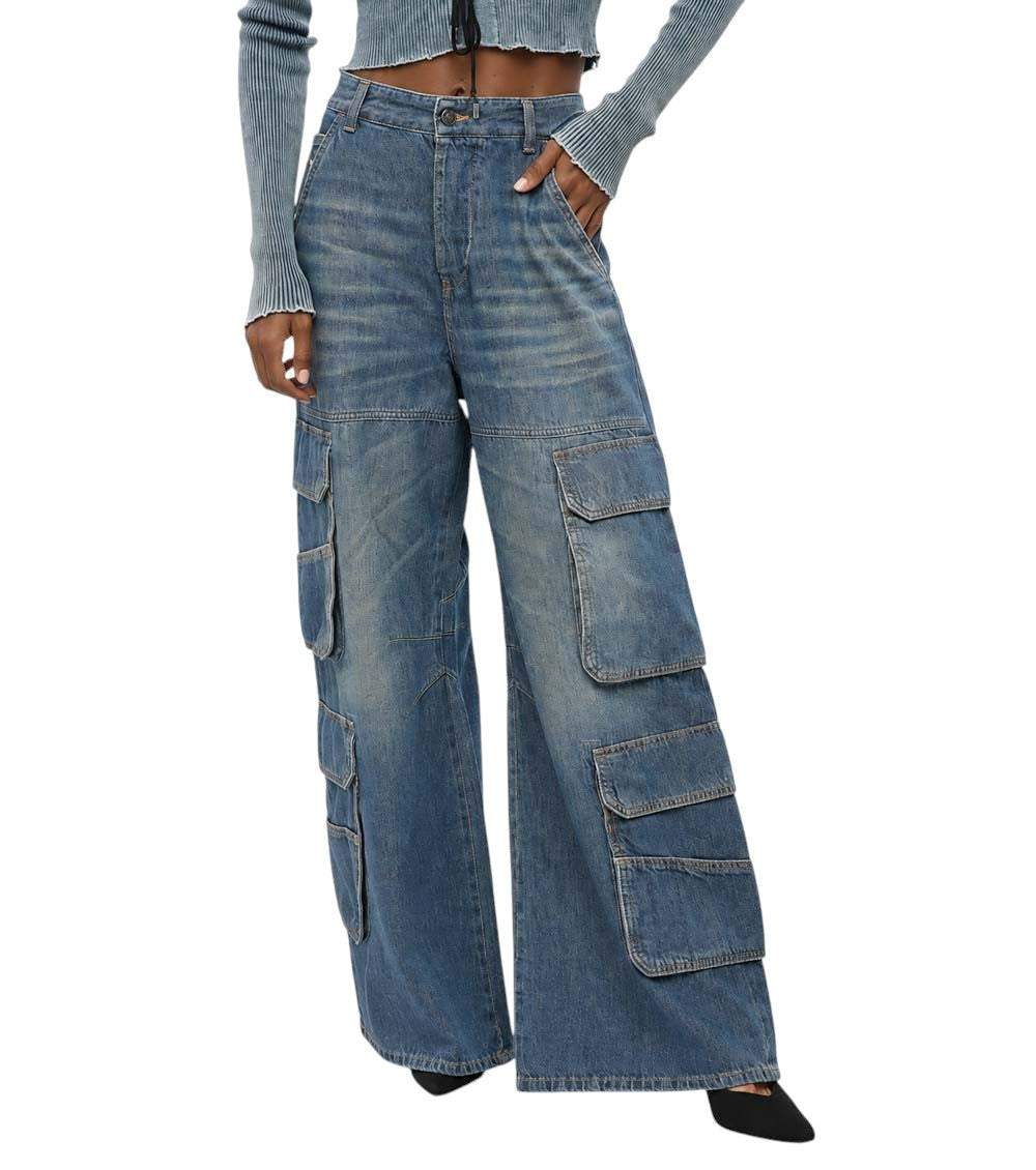 Blue Loose Low Rise Jeans 1