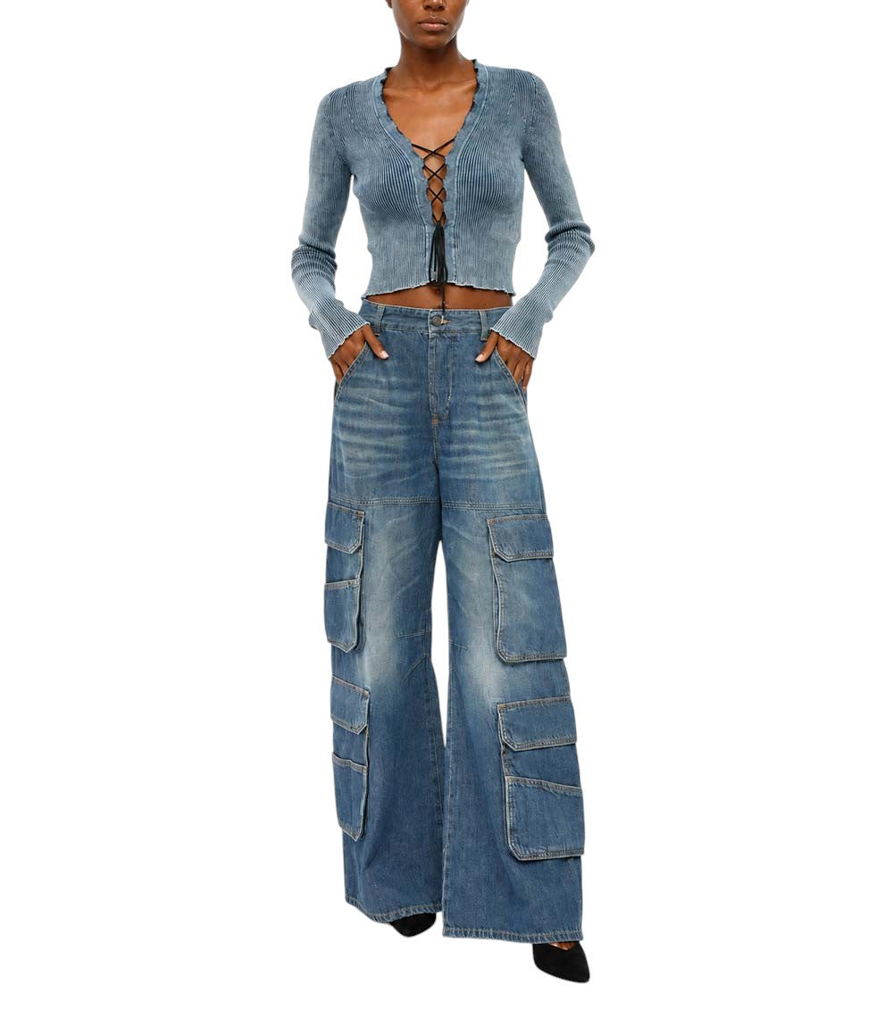 Blue Loose Low Rise Jeans 2
