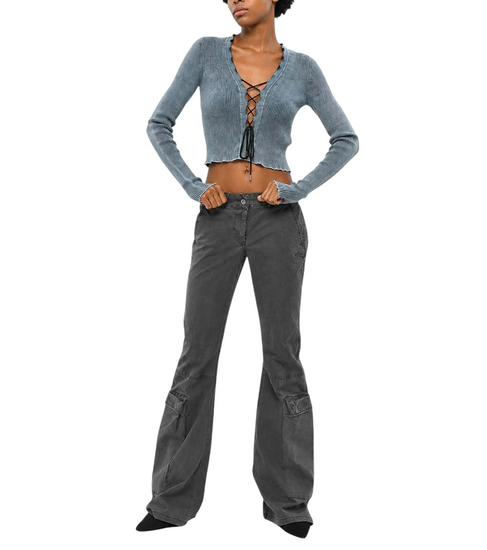 Black Bootcut Cargos Pants 3