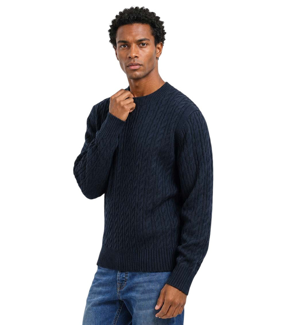 Blue Regular Cable-Knit Sweater 2