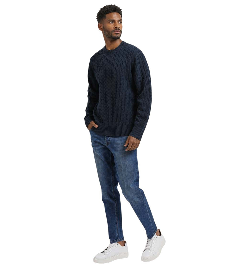Blue Regular Cable-Knit Sweater 4