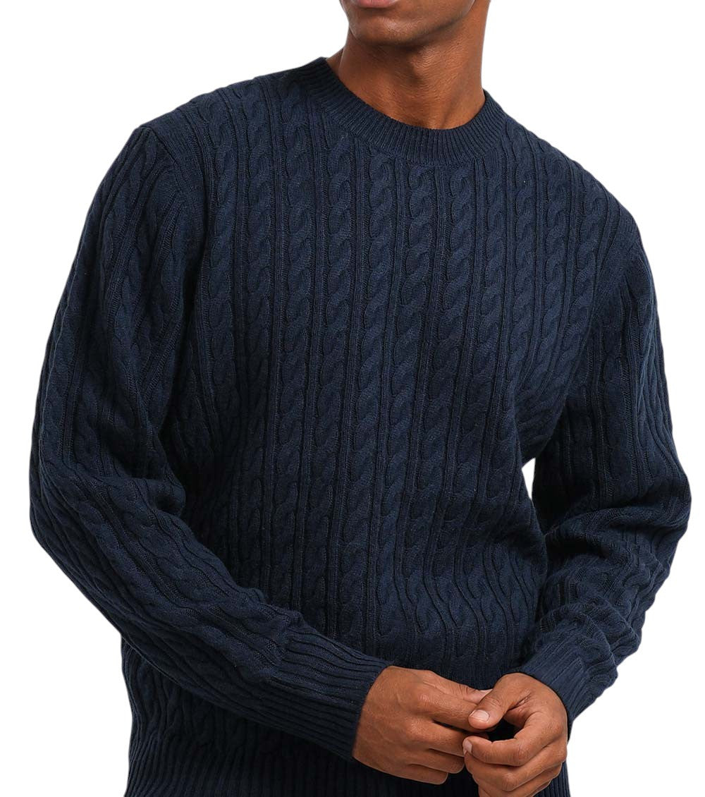 Blue Regular Cable-Knit Sweater 5