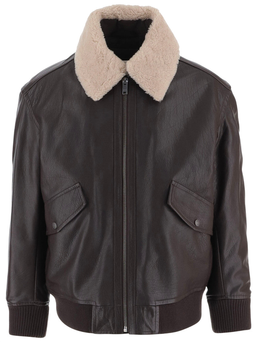 Dark Brown Solid Leather Jacket 1