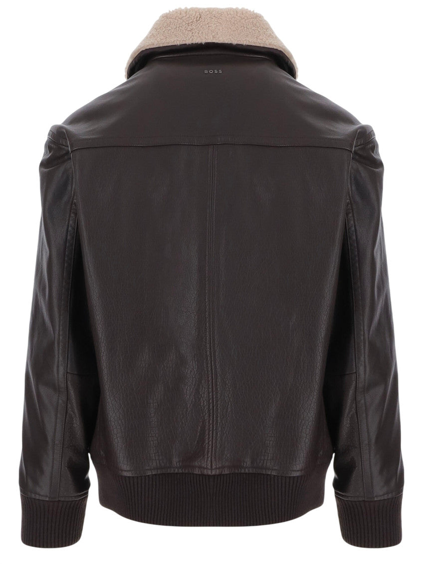 Dark Brown Solid Leather Jacket 2