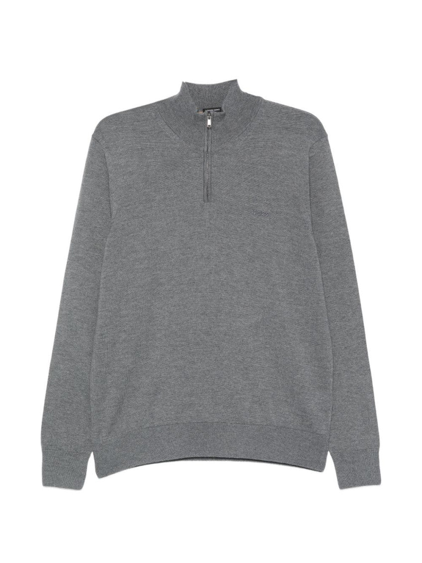 Grey Mock Collar Sweater 1