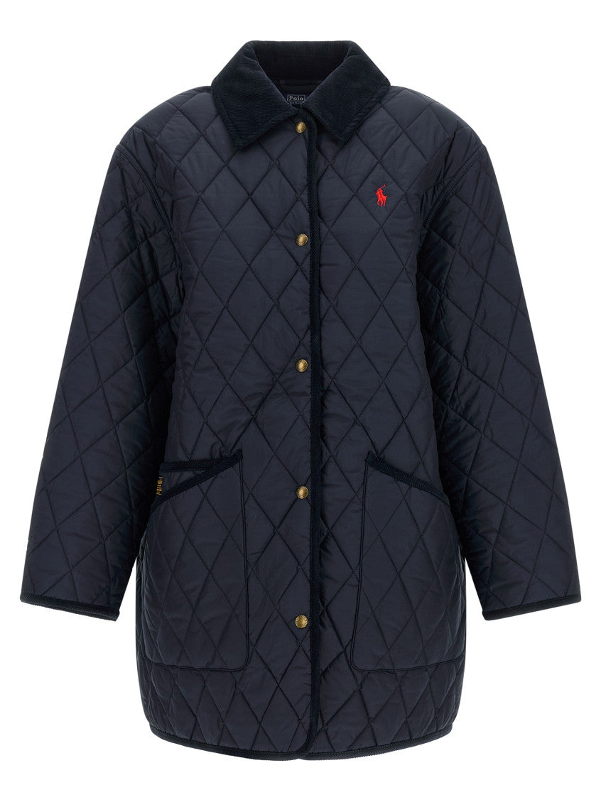 Navy Quilted Shirt Collar Jacket 1