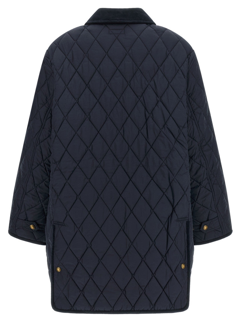 Navy Quilted Shirt Collar Jacket 2