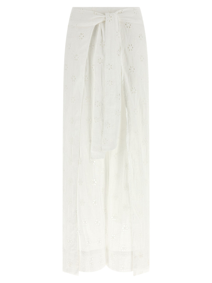 White Loose Flat Front Pants 1