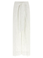 White Loose Flat Front Pants 1