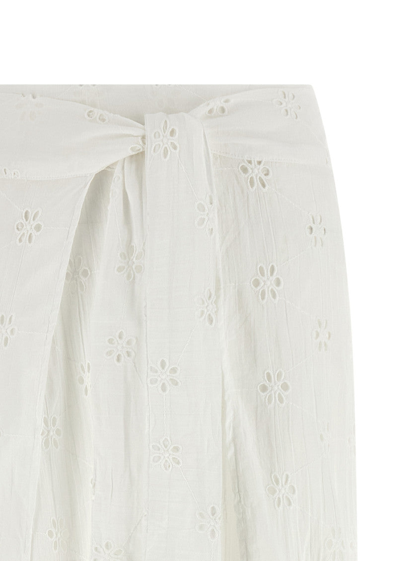 White Loose Flat Front Pants 3