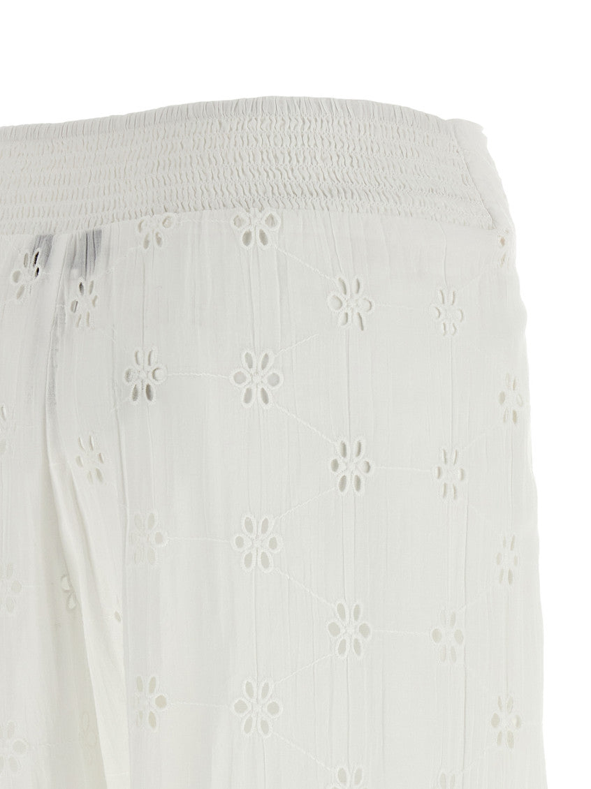 White Loose Flat Front Pants 4