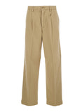 Beige Straight Pleated Pants 1