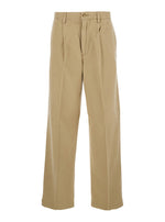 Beige Straight Pleated Pants 1