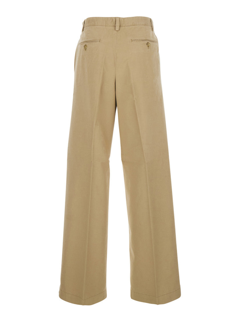 Beige Straight Pleated Pants 2