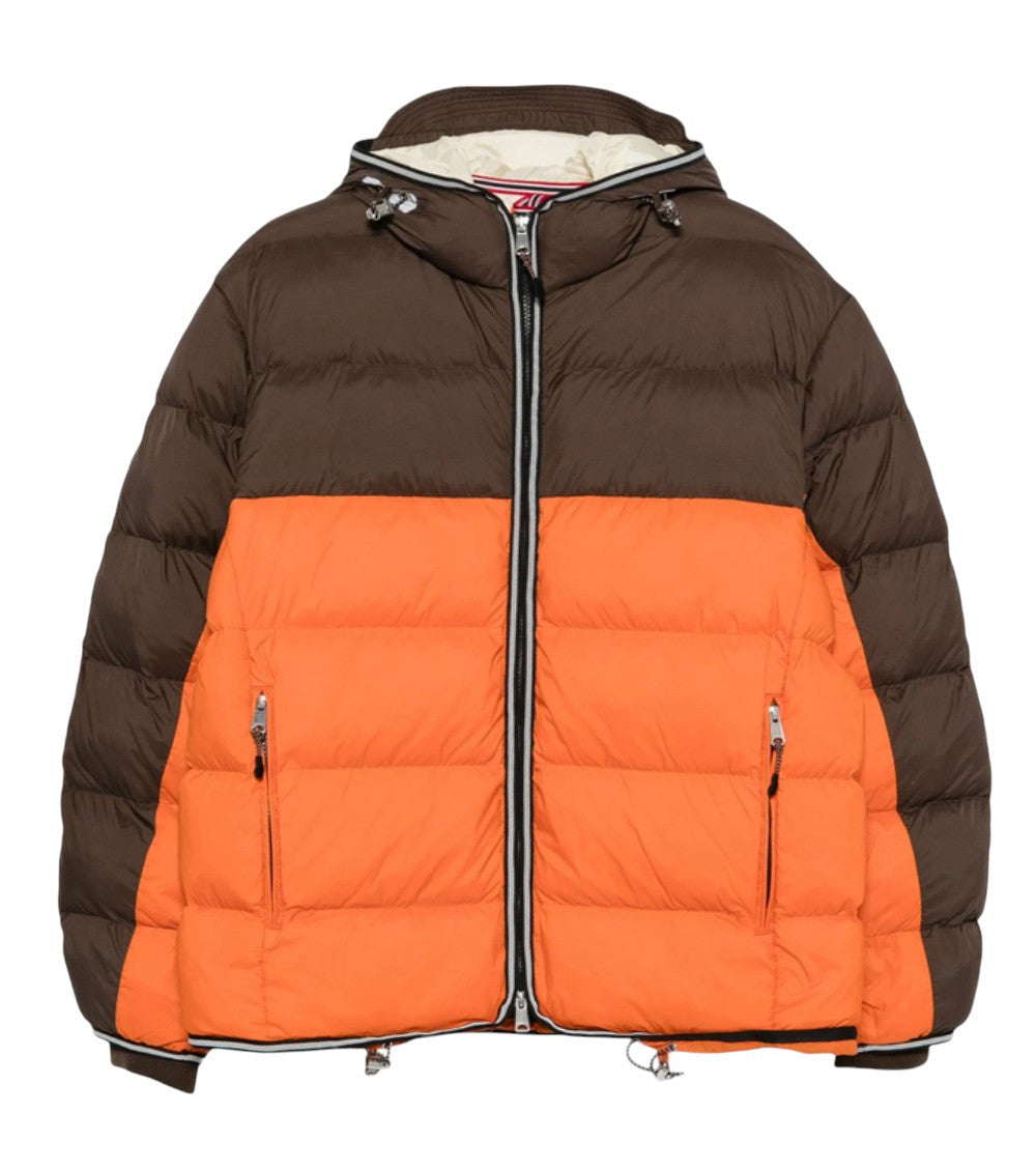 Brown Color Block Hood Jacket 1