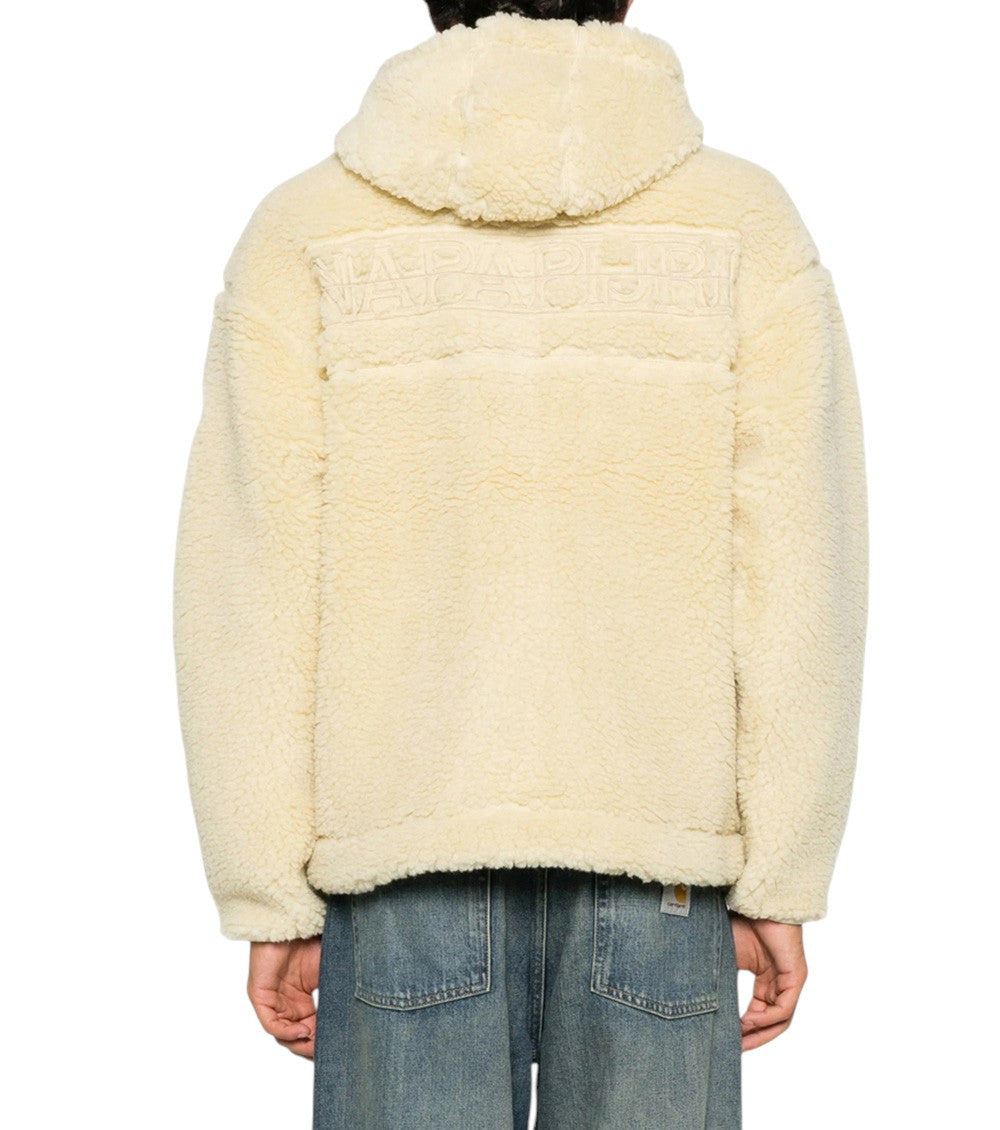 Beige Textured Hood Jacket 3