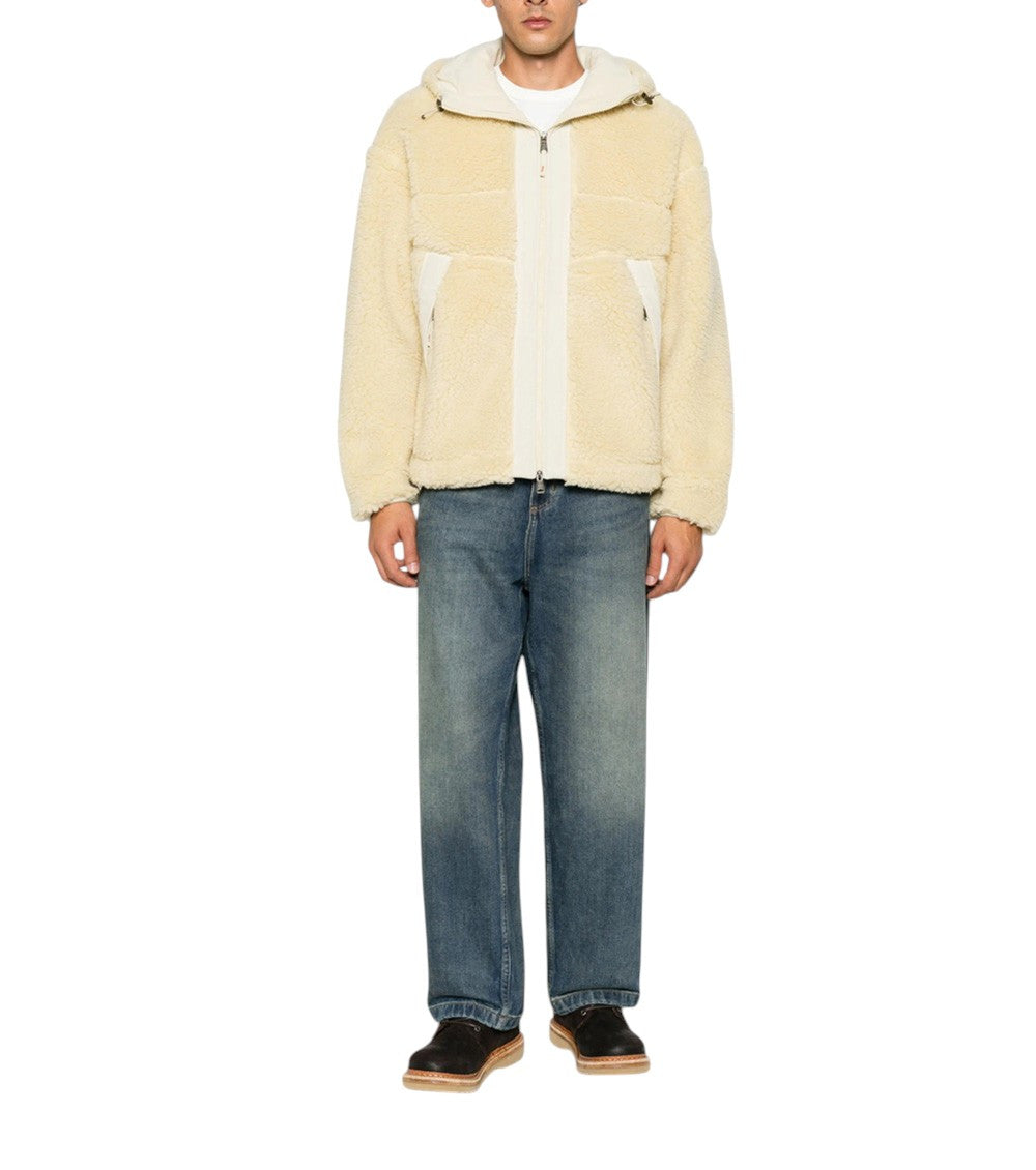 Beige Textured Hood Jacket 4